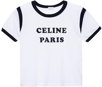 (W) CELINE SS22 白色字母印花短款圆领休闲T恤。 2X890671Q-01EA Order (W) CELINE SS22 白色字母印花短款圆领休闲T恤。 2X890671Q-01EA