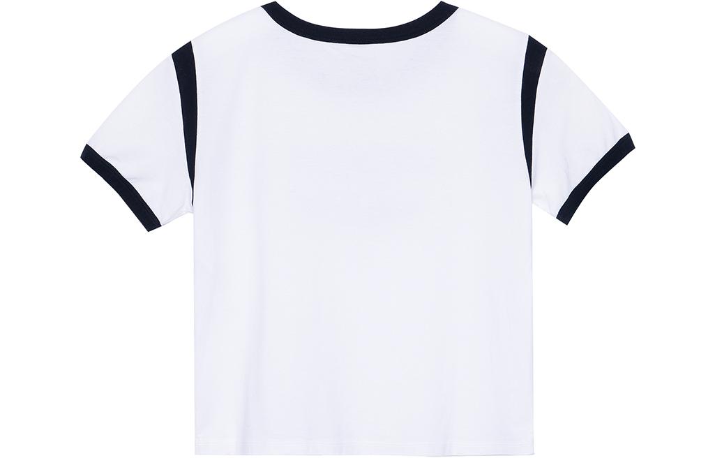 Lookbook (W) CELINE SS22 Kaos Putih Cropped Leher Bulat dengan Cetak Huruf Casual. 2X890671Q-01EA