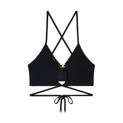 (Women) CELINE SS23 Black Lace-Up Cutout Cami Top. 2X24G152C-38NO
