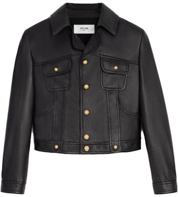 (Women) CELINE SS23 Black Leather Jacket Short Button-Up Casual Design. 2EG36305Q-38NO Buy (Women) CELINE SS23 Black Leather Jacket Short Button-Up Casual Design. 2EG36305Q-38NO