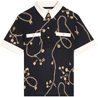 (Women) CELINE SS23 Black Patchwork Graphic Print Polo Shirt. 2B832468U-96NL (Women) CELINE SS23 Black Patchwork Graphic Print Polo Shirt. 2B832468U-96NL