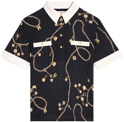 (W) CELINE SS23 黑色拼接圖案印花POLO襯衫. 2B832468U-96NL Buy (W) CELINE SS23 黑色拼接圖案印花POLO襯衫. 2B832468U-96NL