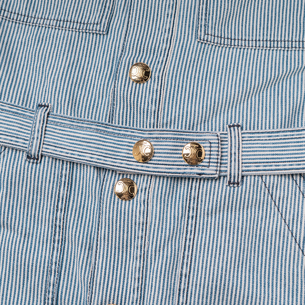 Details for (W) CELINE SS23 Dress Biru Kasual Lengan Pendek Kancing Pinggang 2U105351N-08WV