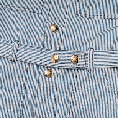 (Women) CELINE SS23 Blue Casual Short Sleeve Buttoned Waist Dress 2U105351N-08WV Details for (Women) CELINE SS23 Blue Casual Short Sleeve Buttoned Waist Dress 2U105351N-08WV