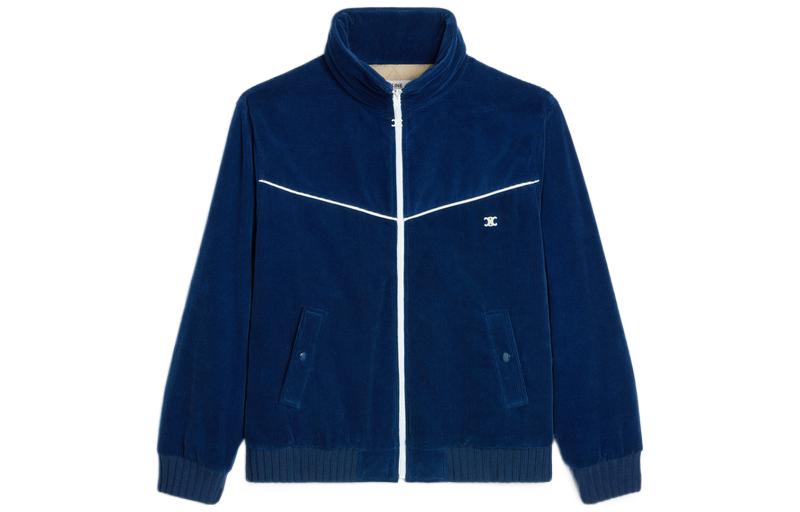 (Women) CELINE SS23  Blue Jacket with Logo Embroidery and Zipper. 2Q595902T-08OY