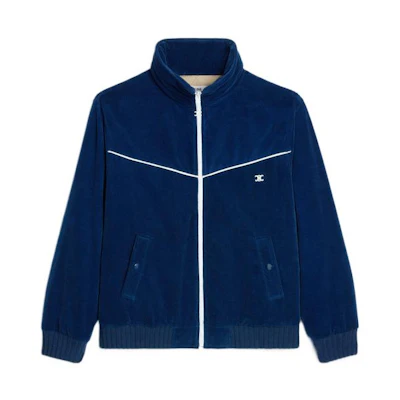 (Women) CELINE SS23 Blue Jacket with Logo Embroidery and Zipper. 2Q595902T-08OY