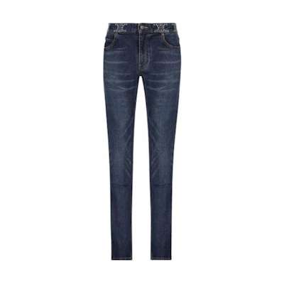 (Women) CELINE SS23 Blue Low-Waisted Slim Washed Studded Jeans 2N972255V-08DL
