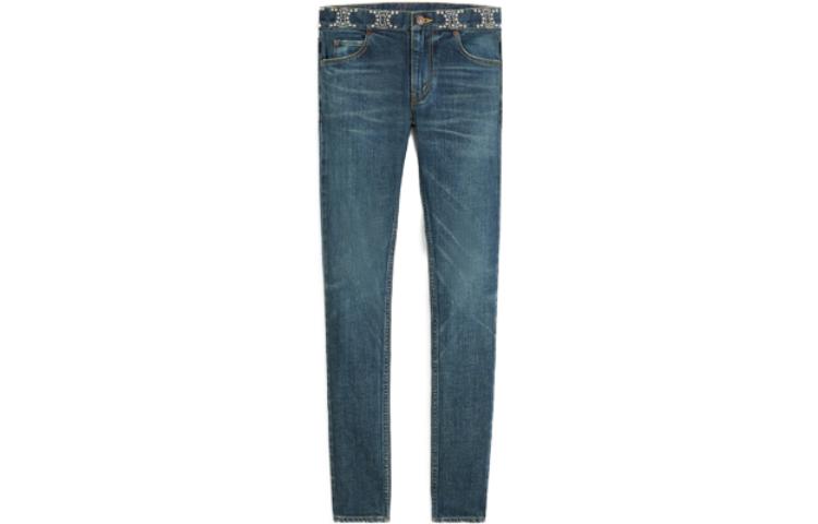 Order (Women) CELINE SS23  Blue Low-Waisted Slim Washed Studded Jeans 2N972255V-08DL