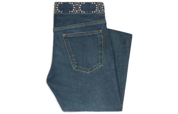 Lookbook (Women) CELINE SS23  Blue Low-Waisted Slim Washed Studded Jeans 2N972255V-08DL