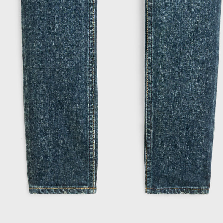 Details for (Women) CELINE SS23  Blue Low-Waisted Slim Washed Studded Jeans 2N972255V-08DL