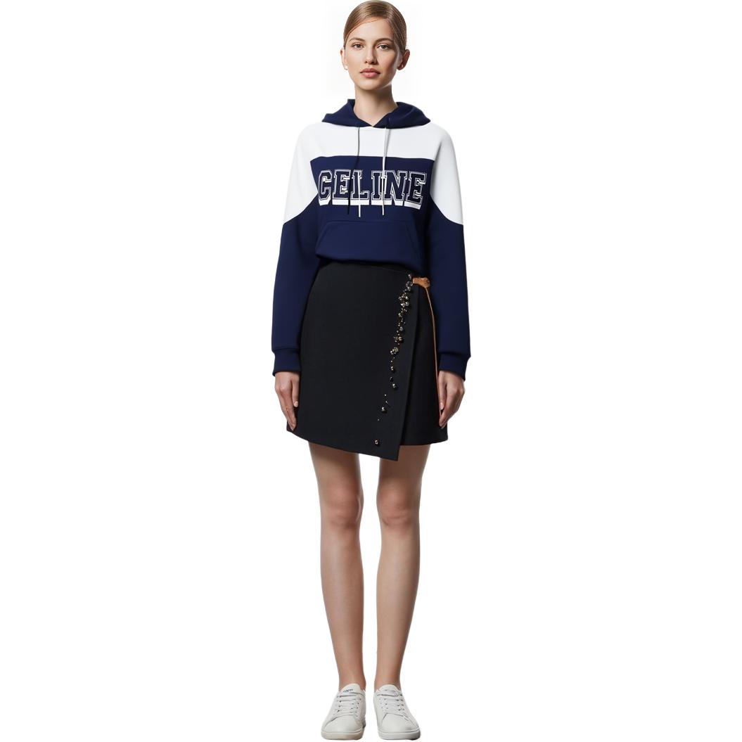 (Women) CELINE SS23  Blue Patchwork Letter Print Hoodie. 2Y52A670Q-07OW 圖 4