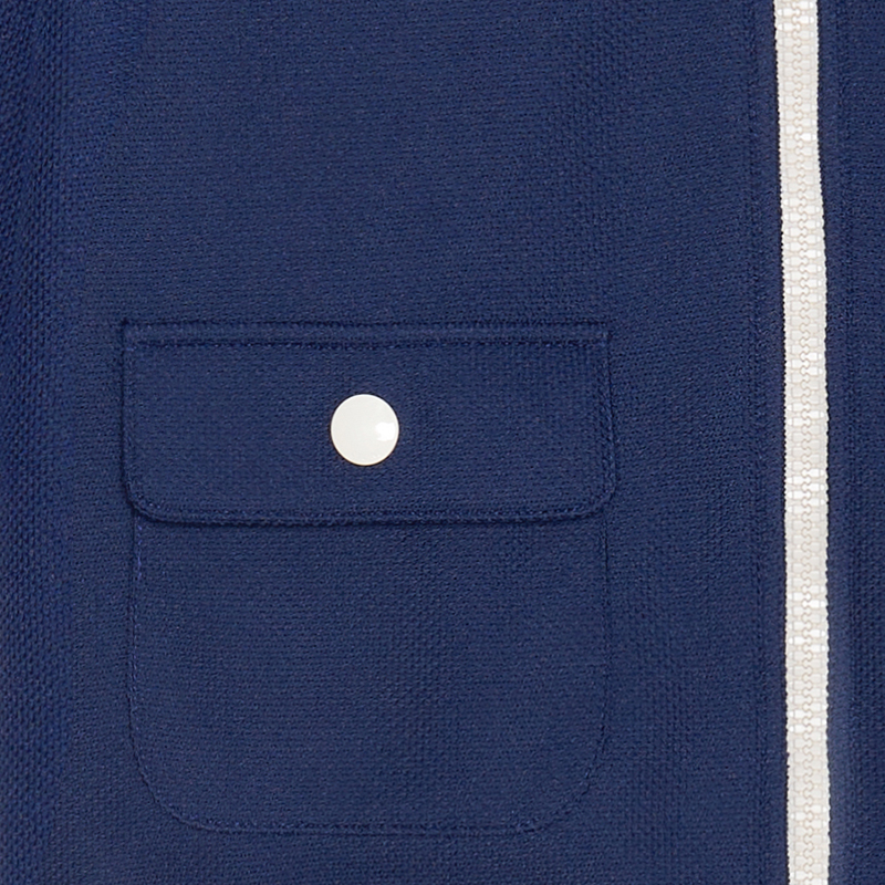 Purchase (Women) CELINE SS23  Blue Striped Logo Embroidered Long Sleeve Jacket 2Y28C186V-07OW