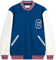 (Women) CELINE SS23 Blue Striped Logo Print Varsity Jacket 2W804896C-07CO (Women) CELINE SS23 Blue Striped Logo Print Varsity Jacket 2W804896C-07CO