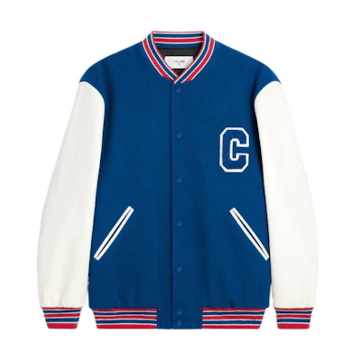 (Women) CELINE SS23 Blue Striped Logo Print Varsity Jacket 2W804896C-07CO