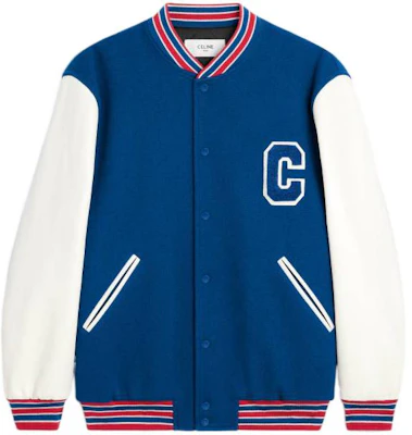 (Women) CELINE SS23 Blue Striped Logo Print Varsity Jacket 2W804896C-07CO Order (Women) CELINE SS23 Blue Striped Logo Print Varsity Jacket 2W804896C-07CO