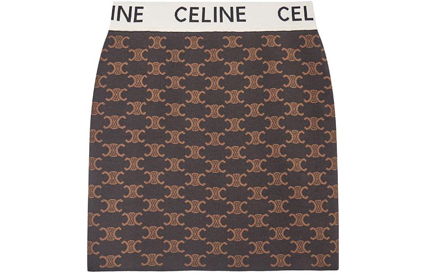 Order (W) CELINE SS23 棕色高腰修身休閒裙 全版印花logo. 2AG04916T-19BR