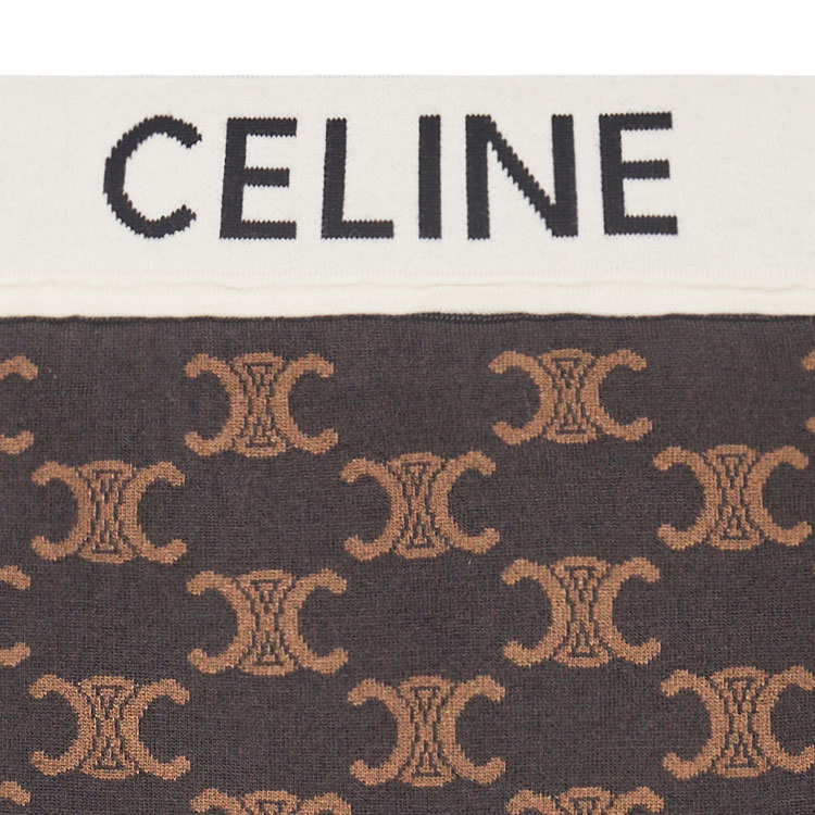 Shop (W) CELINE SS23 棕色高腰修身休閒裙 全版印花logo. 2AG04916T-19BR