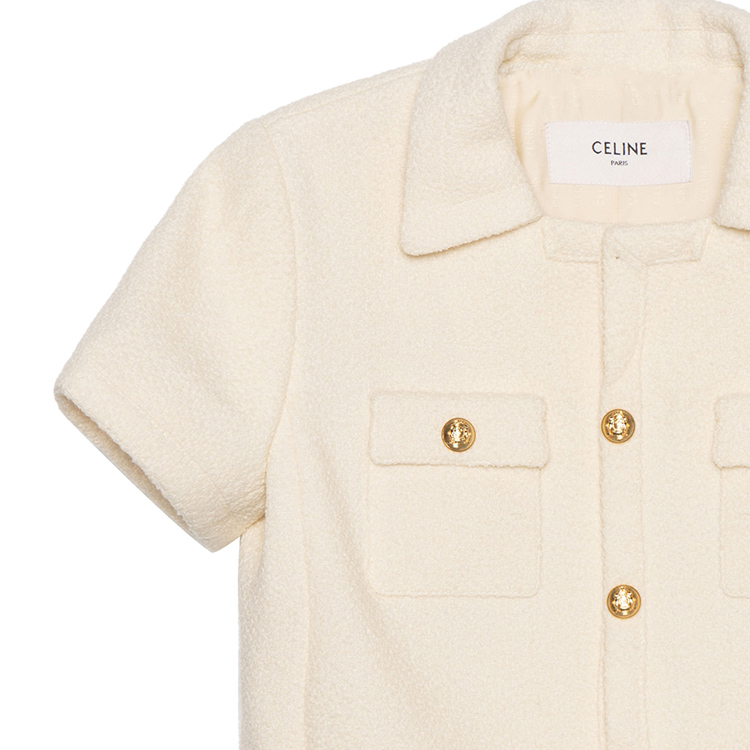 (Women) CELINE SS23  Chalk White Short-Sleeve Casual Button-Up Jacket. 2V97O371R-01RD 圖 8