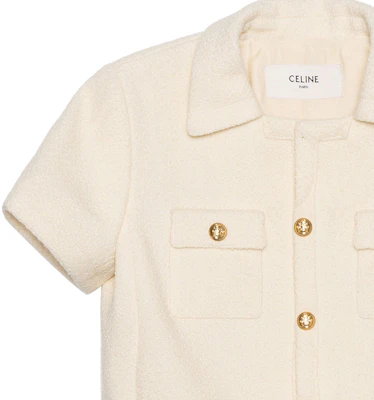 (W) CELINE SS23 Chaqueta Casual Blanca de Manga Corta con Botones. 2V97O371R-01RD Cheap (W) CELINE SS23 Chaqueta Casual Blanca de Manga Corta con Botones. 2V97O371R-01RD