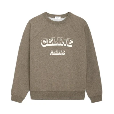 (Women) CELINE SS23 Colorblock Letter Print Long Sleeve Sweatshirt Light Brown 2Y30D450I-19LD