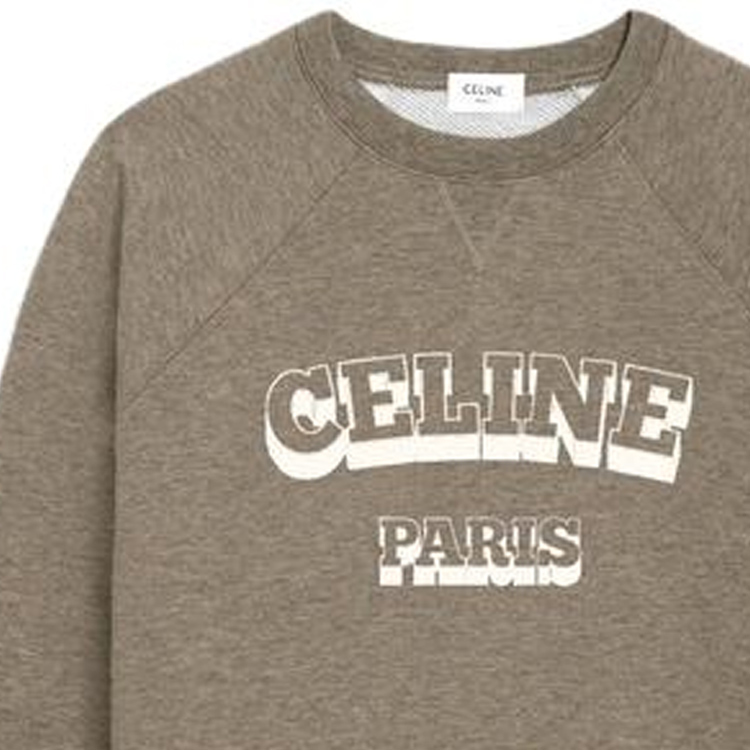 Sizing (W) Sudadera Manga Larga CELINE SS23 Colorblock Estampado Letras Marrón Claro 2Y30D450I-19LD