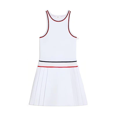 (Women) CELINE SS23 Colorblock Striped Trim Sleeveless Dress - White 2AE92899T-01RL