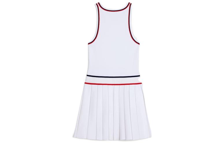 Lookbook (W) CELINE SS23 Dress Tanpa Lengan Putih dengan Trim Garis Warna. 2AE92899T-01RL