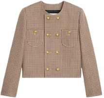 W) セリーヌ SS21 ツールノン 千鳥格子カラーブロックジャケット W) セリーヌ SS21 ツールノン 千鳥格子カラーブロックジャケット