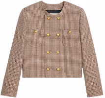 Order (W) CELINE SS23 酒紅色千鳥格紋雙排扣西裝外套 2V77R064V-28BZ