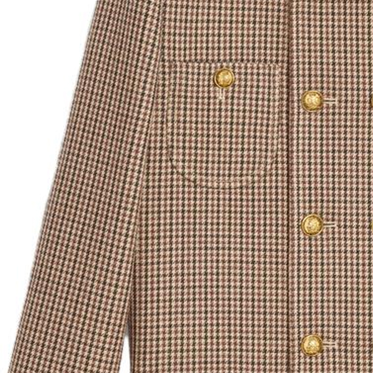 (Women) CELINE SS23  Houndstooth Double-Breasted Jacket in Burgundy. 2V77R064V-28BZ 圖 5