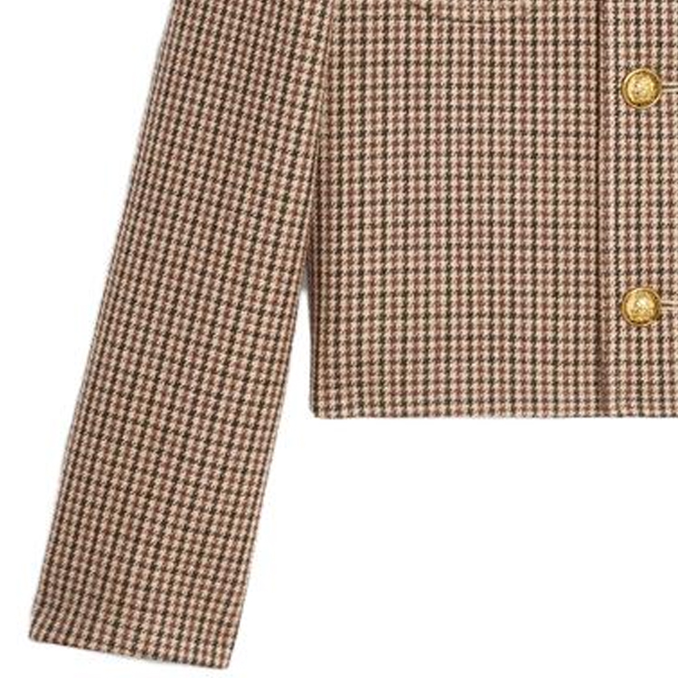 (Women) CELINE SS23  Houndstooth Double-Breasted Jacket in Burgundy. 2V77R064V-28BZ 圖 7