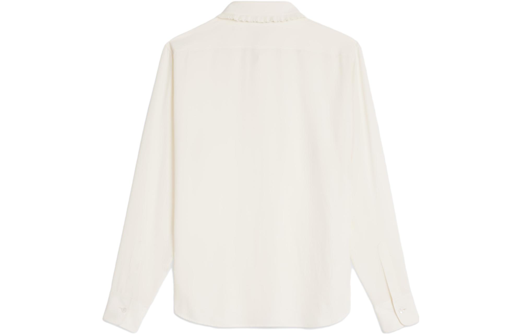 Lookbook (Women) CELINE SS23  Ivory White Pleated Long Sleeve Shirt. 2C02A008D-01AV