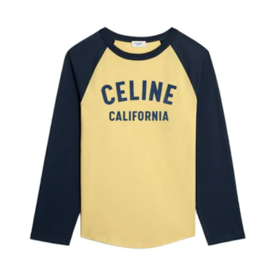 (Women) CELINE SS23 Lemon Yellow Logo Print Long-Sleeve T-Shirt 2X19H671Q-11LD