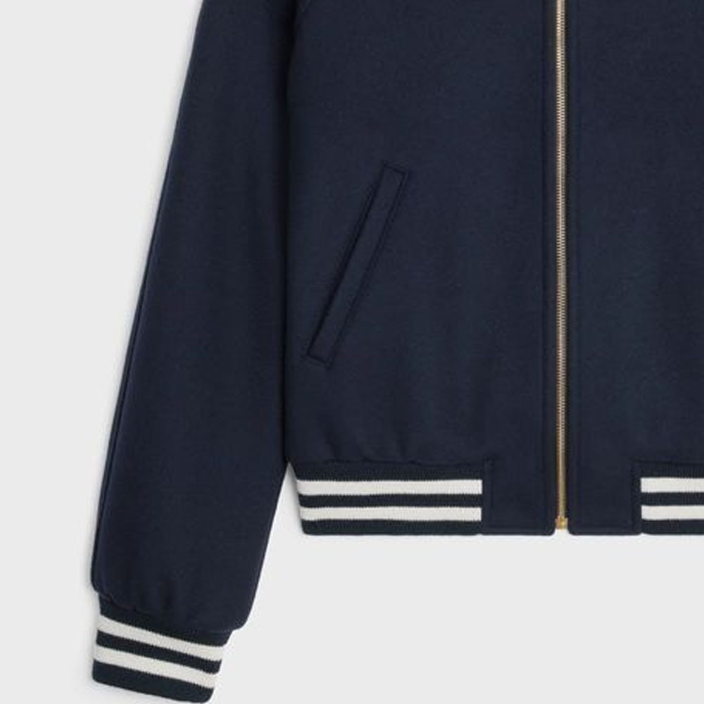 (Women) CELINE SS23  Letter Print Striped Hooded Jacket in Ocean Blue. 2V98P6700-07MR 圖 7