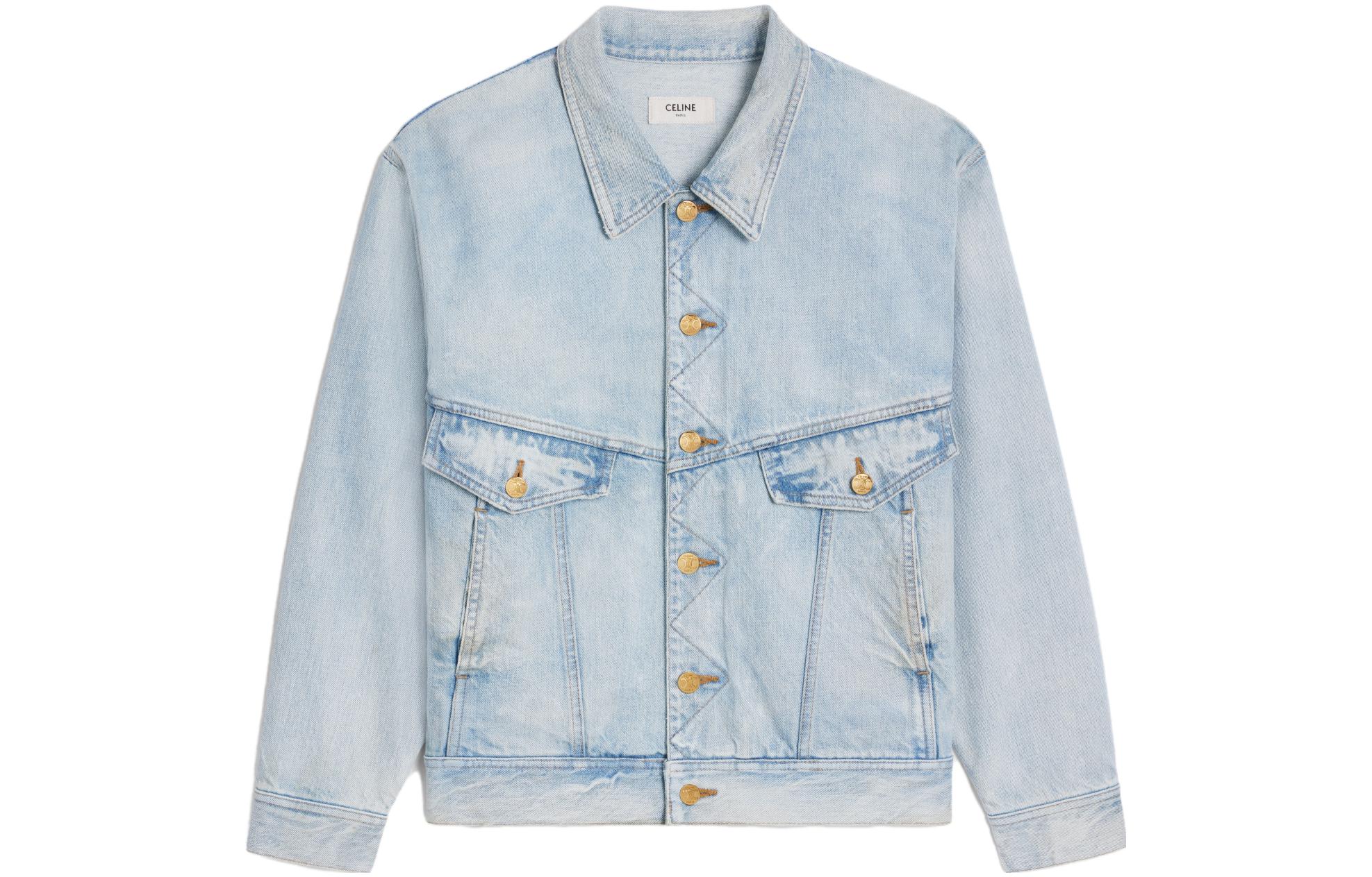 (Women) CELINE SS23  Light Blue Washed Denim Jacket with Flap Chest Pockets. 2Q682026V-06AS 圖 2