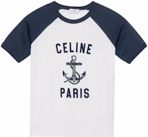 (Women) CELINE SS23 Logo Print Navy Blue Short Sleeve T-Shirt. 2X35G671Q-01MA (Women) CELINE SS23 Logo Print Navy Blue Short Sleeve T-Shirt. 2X35G671Q-01MA