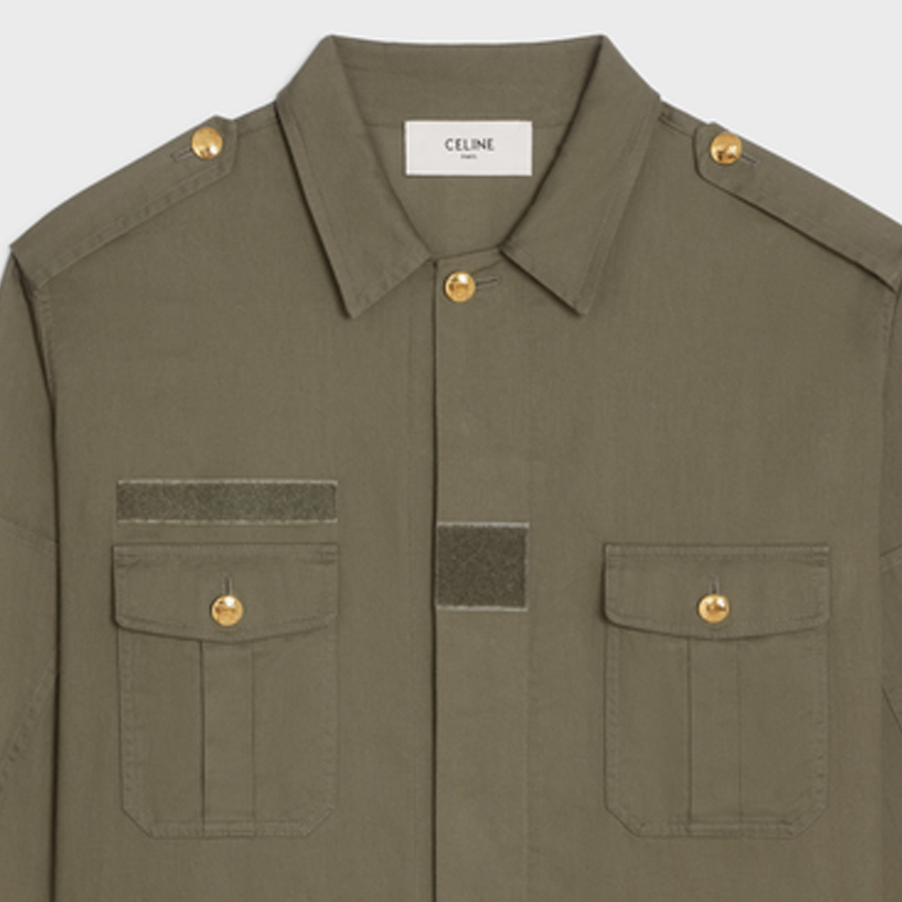 Shop (W) CELINE SS23 Kot Kasual Hijau Tentera Multi-Poket. 2W945106K-02KK