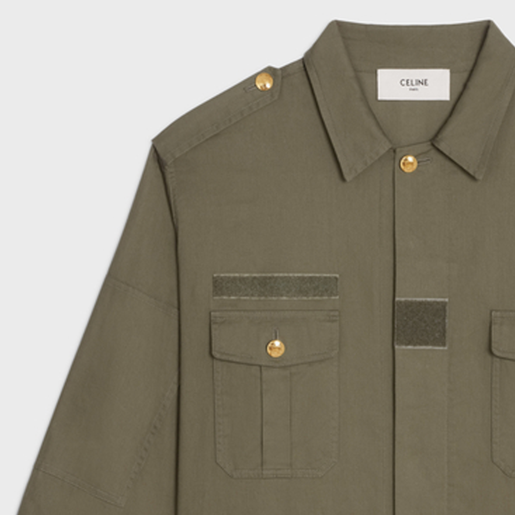 Purchase (W) CELINE SS23 Kot Kasual Hijau Tentera Multi-Poket. 2W945106K-02KK