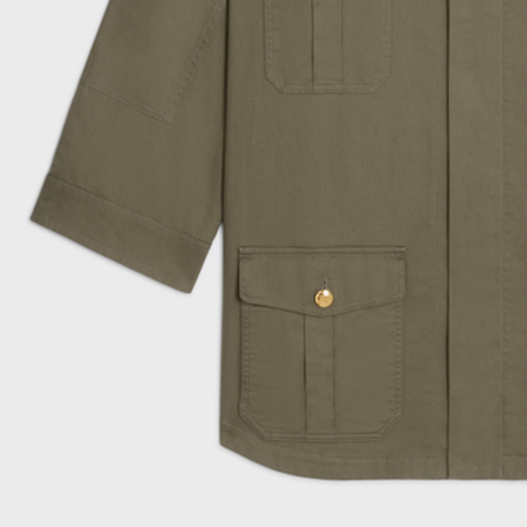 Details for (W) CELINE SS23 Kot Kasual Hijau Tentera Multi-Poket. 2W945106K-02KK