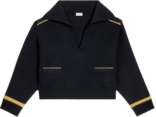 (W) セリーヌ SS23 ネイビーブルー カラーブロック ポケット プルオーバー ニットセーター。 2ADK8828V-07NY Order (W) セリーヌ SS23 ネイビーブルー カラーブロック ポケット プルオーバー ニットセーター。 2ADK8828V-07NY