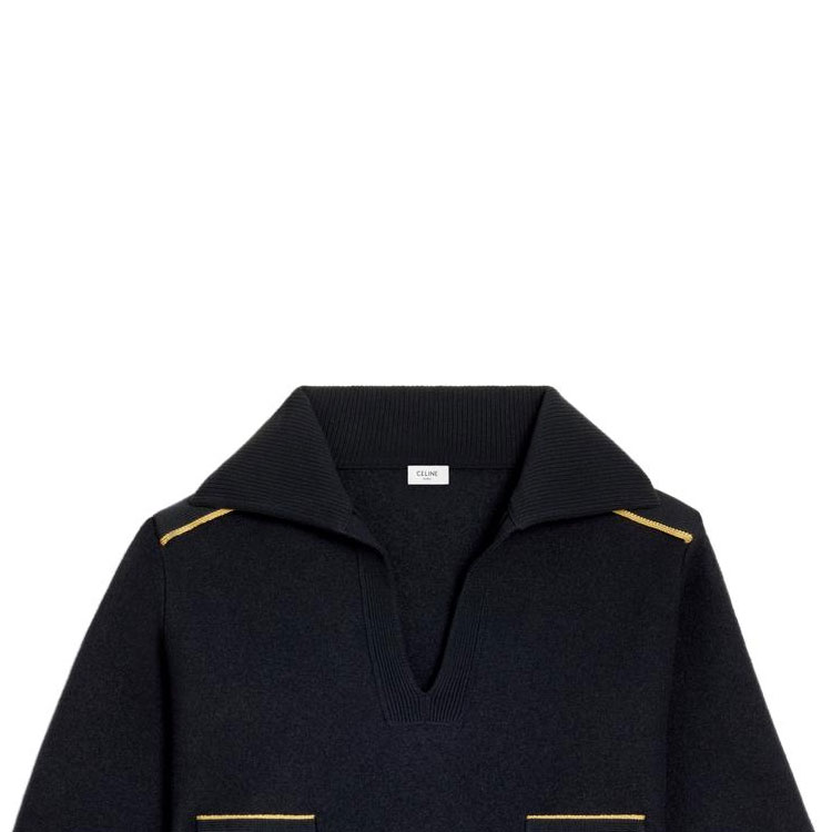 Details for (W) セリーヌ SS23 ネイビーブルー カラーブロック ポケット プルオーバー ニットセーター。 2ADK8828V-07NY