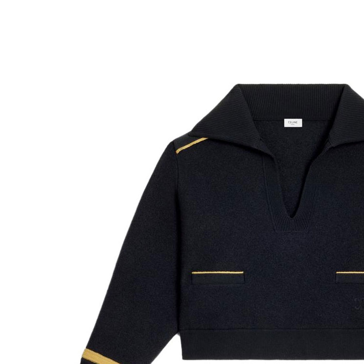 Cheap (W) セリーヌ SS23 ネイビーブルー カラーブロック ポケット プルオーバー ニットセーター。 2ADK8828V-07NY