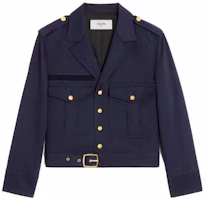 (Women) CELINE SS23 Navy Blue Single-Breasted Pocket Flap Jacket 2W901092D-07MR (Women) CELINE SS23 Navy Blue Single-Breasted Pocket Flap Jacket 2W901092D-07MR