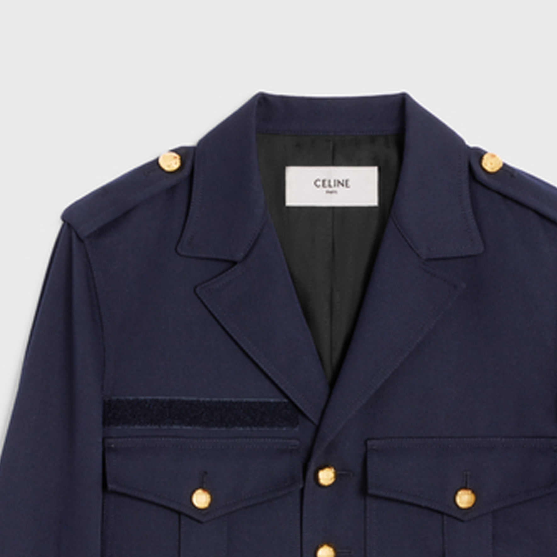 Purchase (W) 셀린느 SS23 네이비 블루 싱글브레스티드 포켓 플랩 재킷 2W901092D-07MR