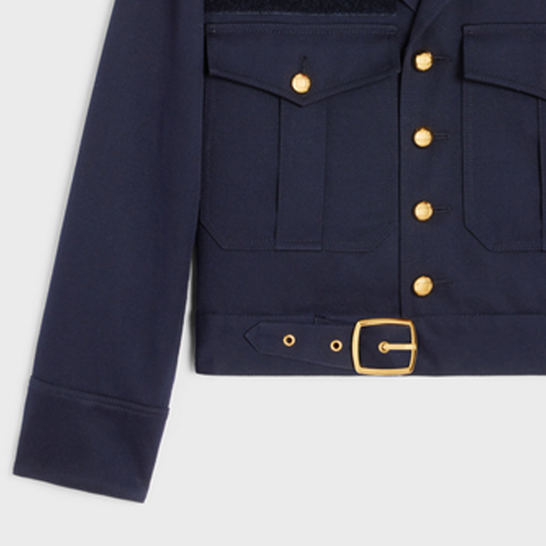 Details for (W) 셀린느 SS23 네이비 블루 싱글브레스티드 포켓 플랩 재킷 2W901092D-07MR