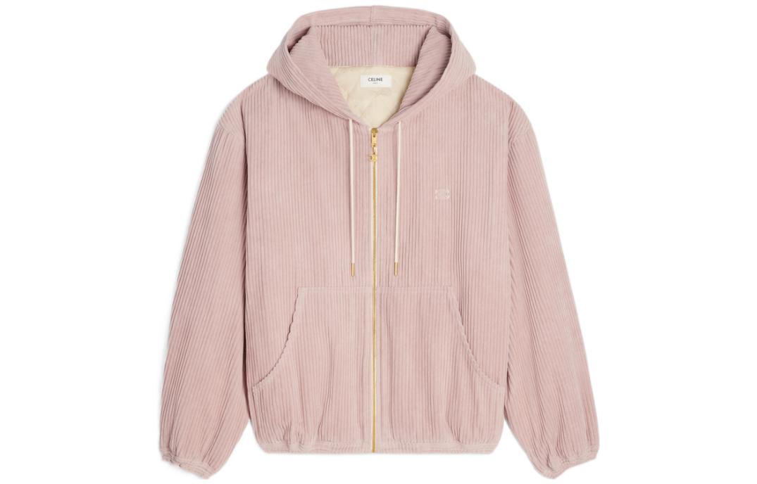 (Women) CELINE SS23  Pink Corduroy Zip-Up Hoodie 2Q560211T-07IA