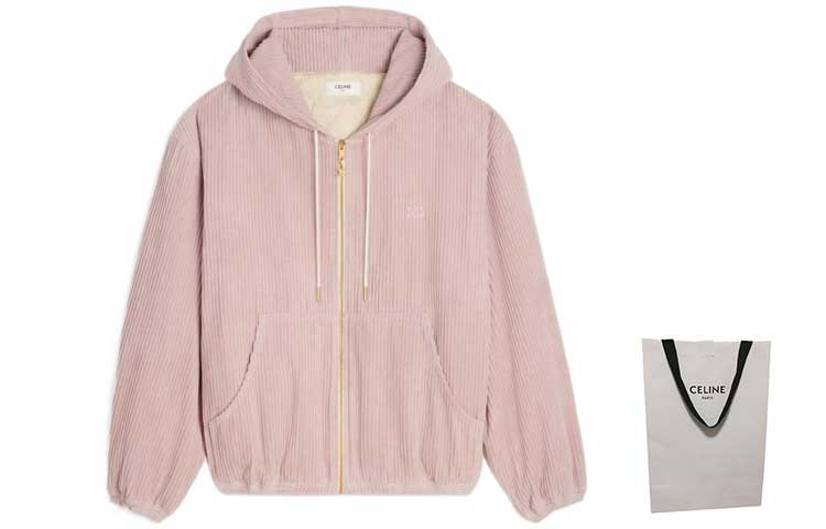 (Women) CELINE SS23  Pink Corduroy Zip-Up Hoodie 2Q560211T-07IA 圖 4