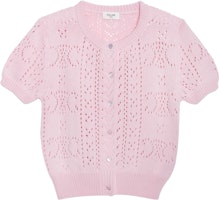 (Women) CELINE SS23 Pink Short-Sleeve Knit Cardigan. 2AI37748U-24LP (Women) CELINE SS23 Pink Short-Sleeve Knit Cardigan. 2AI37748U-24LP