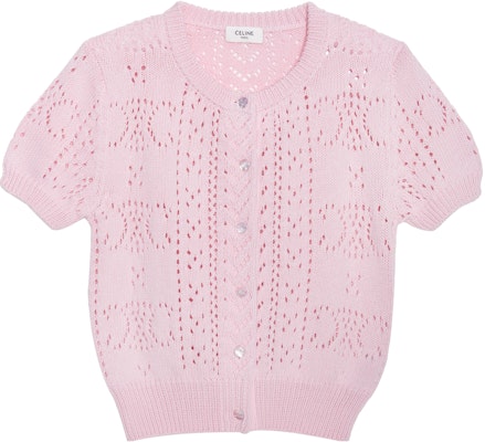 (W) CELINE SS23 Kardigan Rajut Lengan Pendek Merah Jambu. 2AI37748U-24LP Order (W) CELINE SS23 Kardigan Rajut Lengan Pendek Merah Jambu. 2AI37748U-24LP