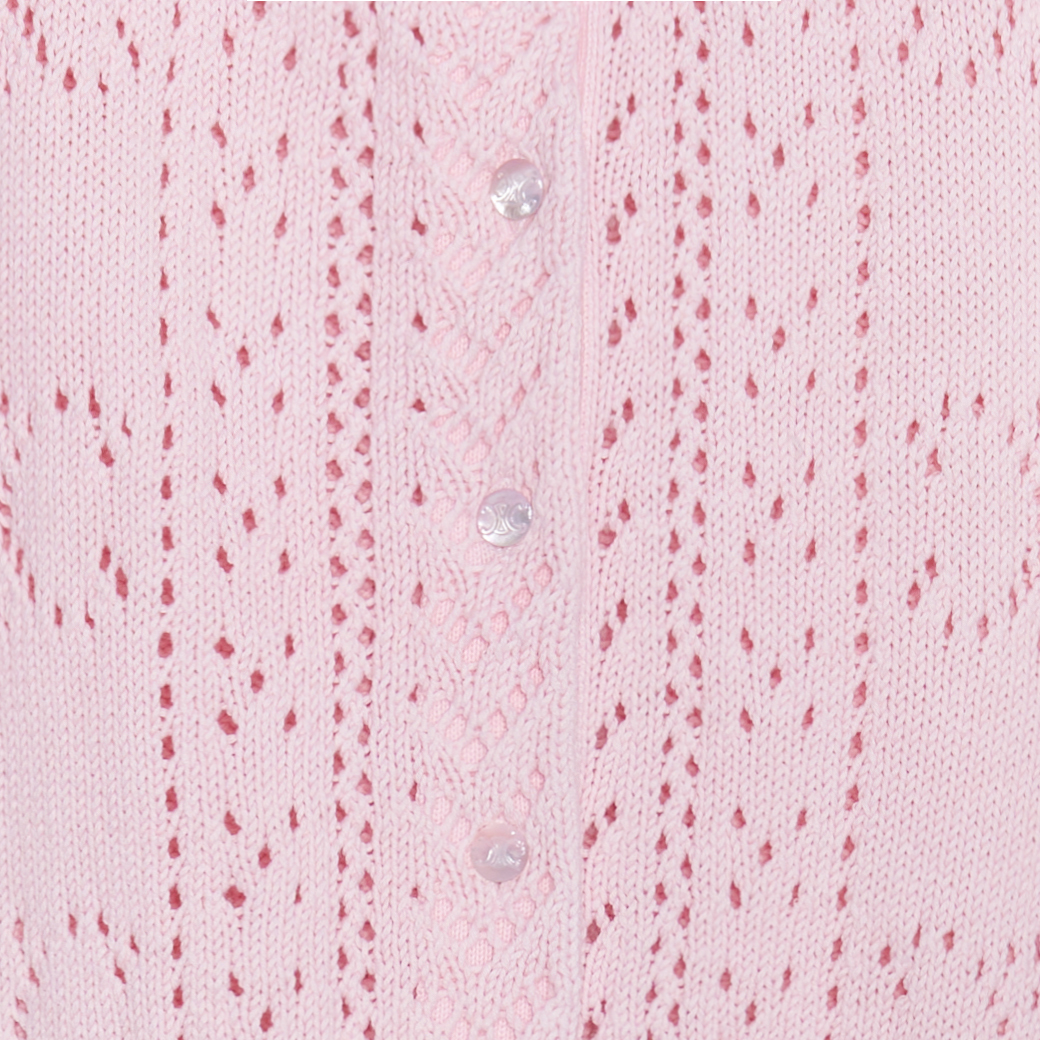 Shop (W) CELINE SS23 Kardigan Rajut Lengan Pendek Merah Jambu. 2AI37748U-24LP